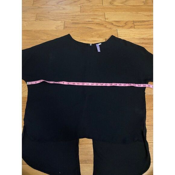 Alya women's Black High-Low Hem Short Sleeve Blouse With Back Zipper size medium - Picture 4 of 8